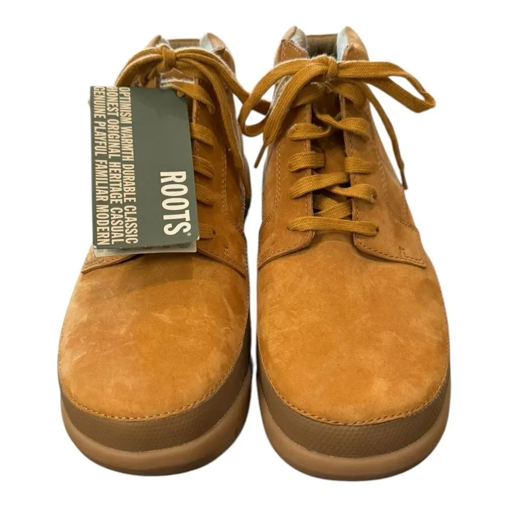 New ROOTS Men's Tan Suede Leather Lace Chukka Boots Sneakers 10